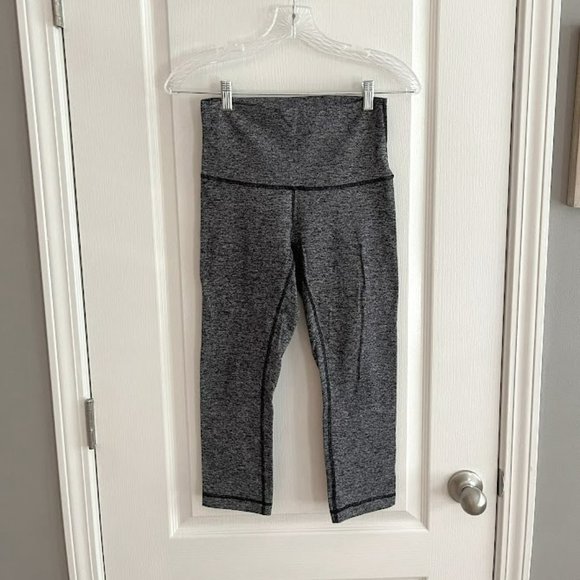 lululemon athletica Pants - Lululemon Wunder Under Cropped Leggings High Rise - Heathered Black